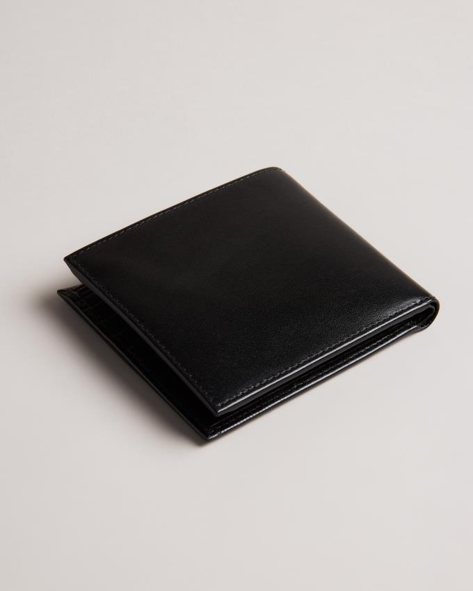 Portefeuille Ted Baker Embossed Corner Leather Bifold Coin Noir Homme | XVX-95176175